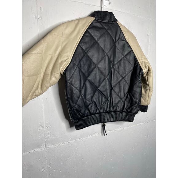 Vintage Shebang USA Kids Bomber Jacket Quilted Thick 100% Leather Size Small 4/5 - Picture 6 of 7
